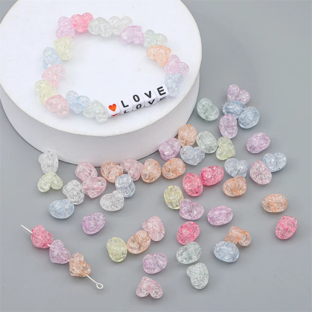 Acrylic Crackle Heart Bead - 1 Piece