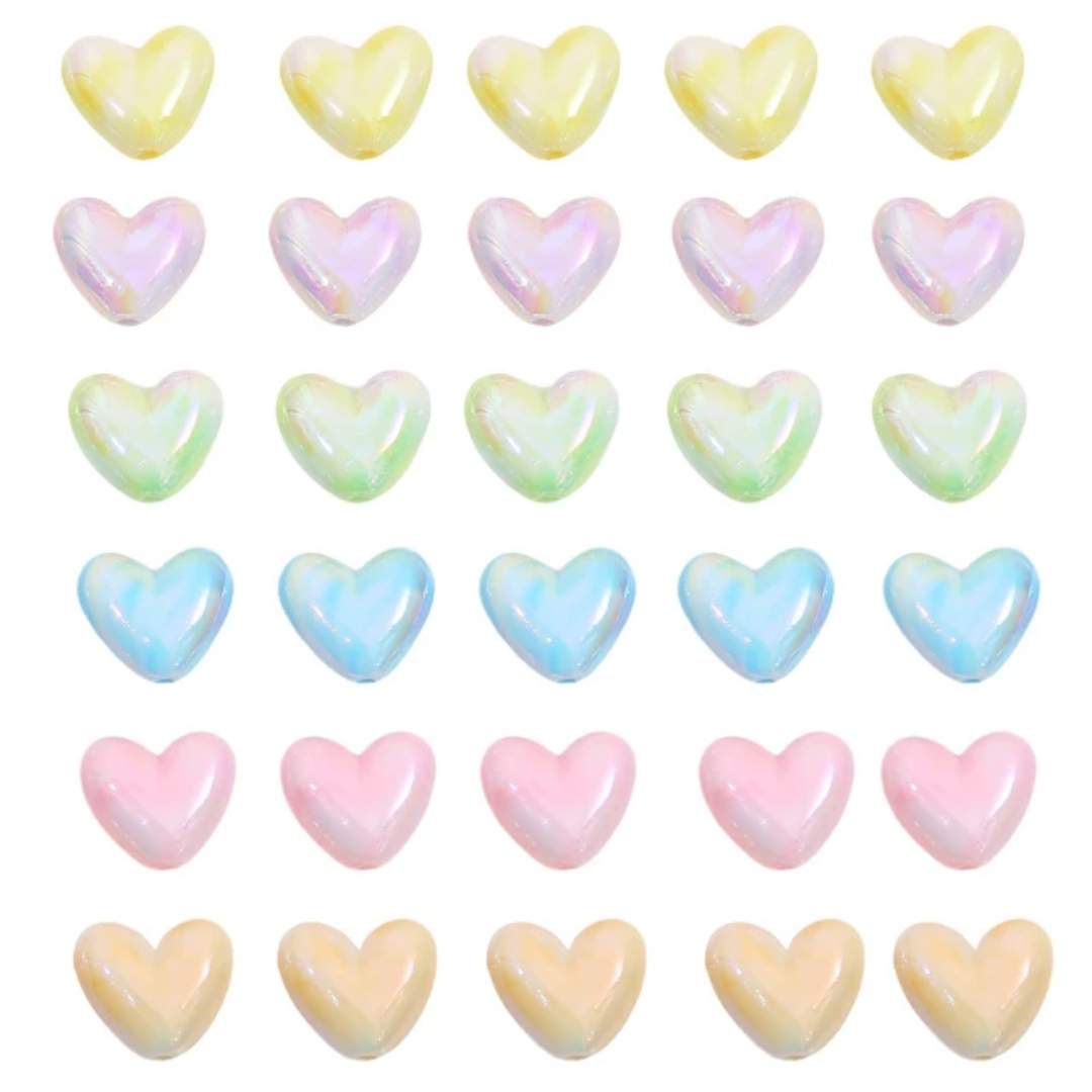 Acrylic Heart Bead - 1 Piece