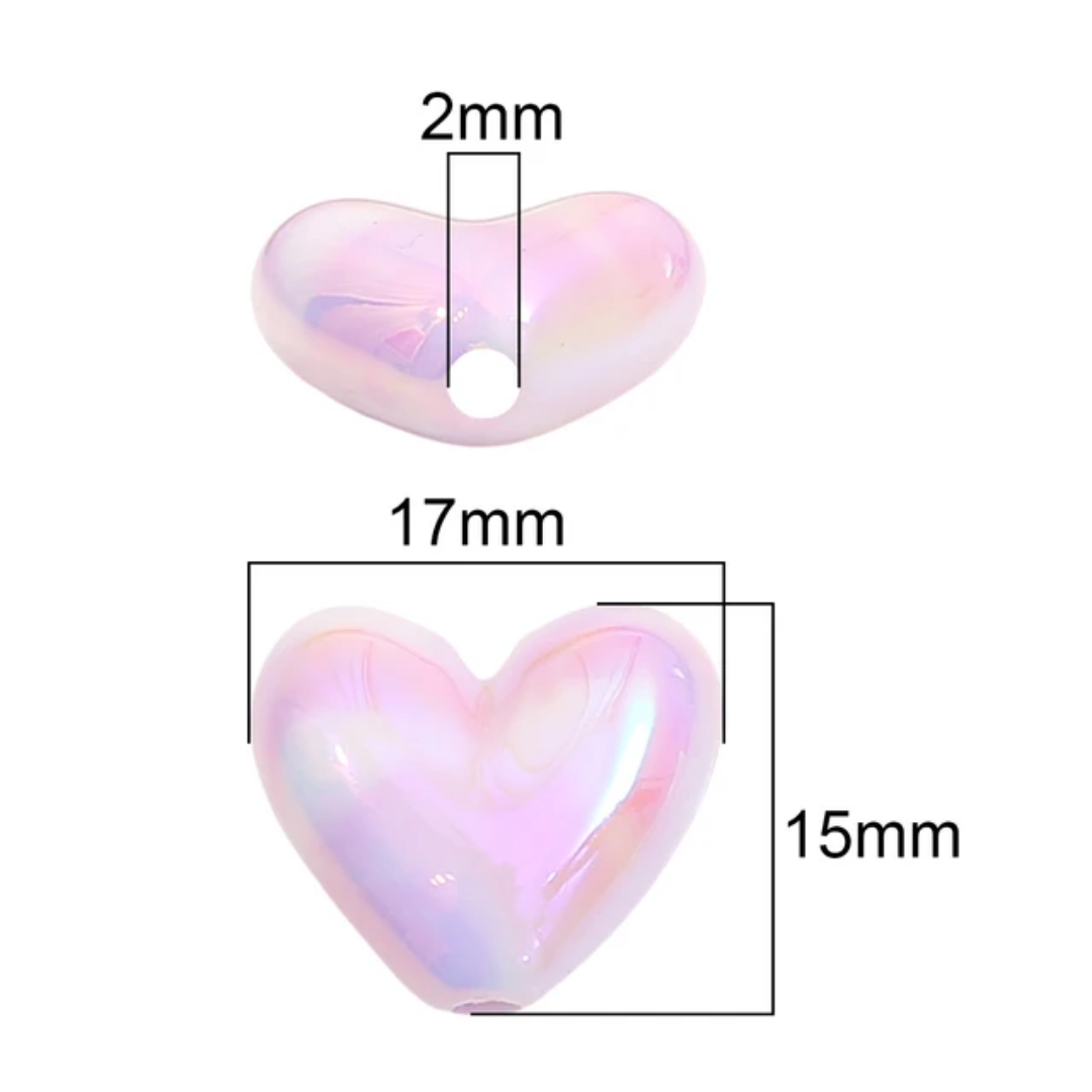 Acrylic Heart Bead - 1 Piece