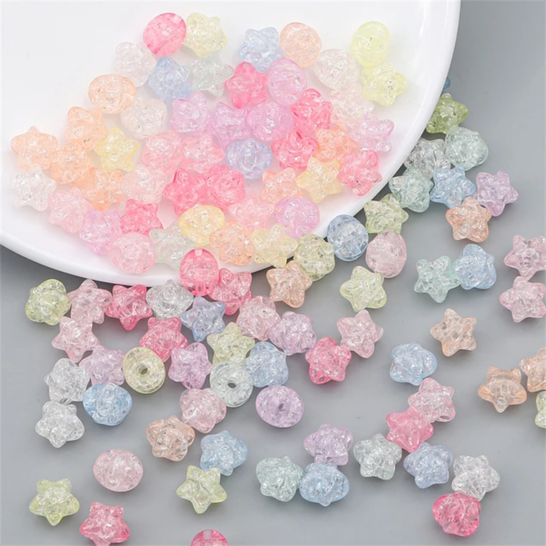 Acrylic Crackle Star Bead - 1 Piece