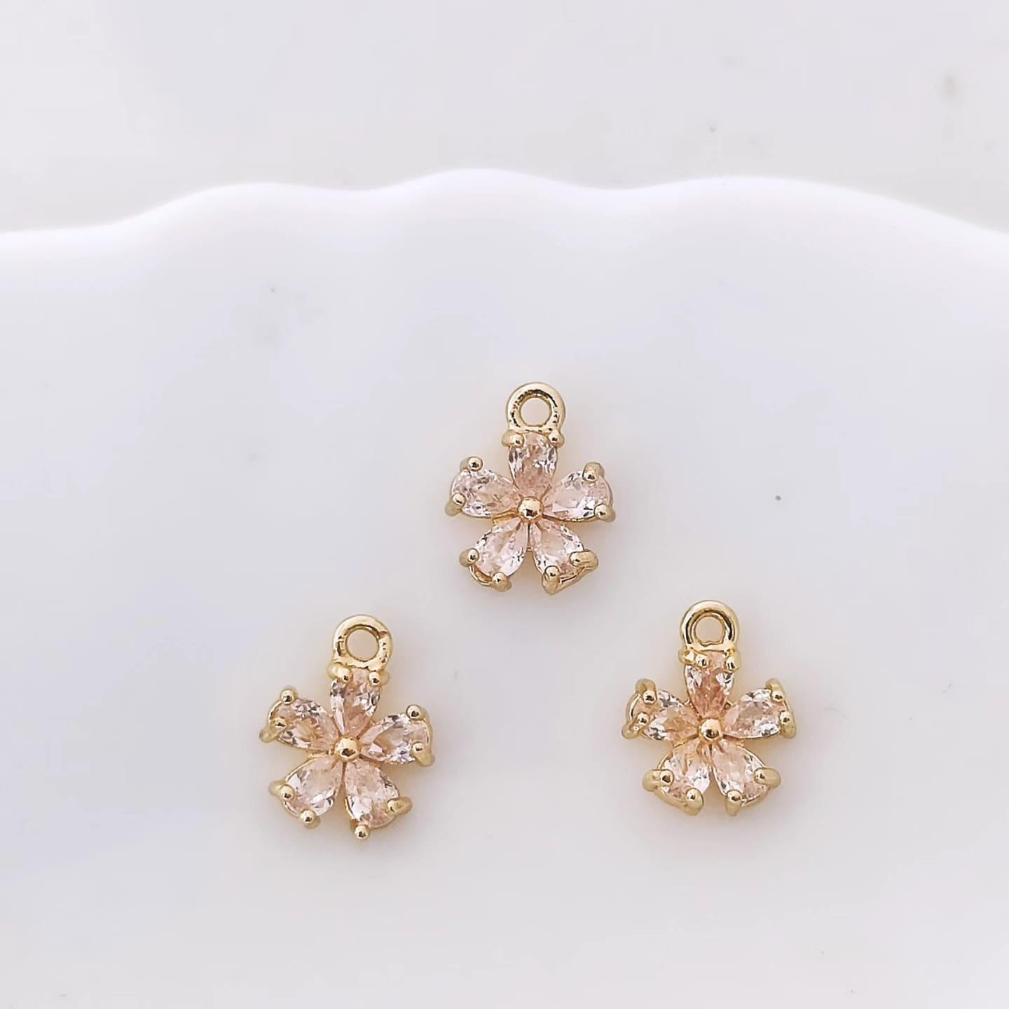 CZ Mini Flower Charm - 1 Piece