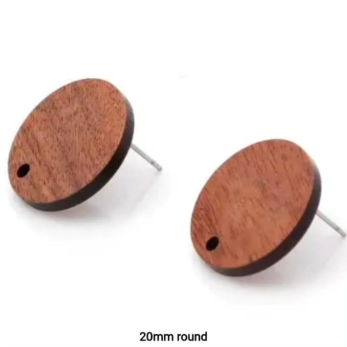 Round Wooden Stud 20mm - 1 Pair