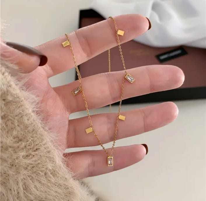 Rectangle Stone Charm Chain