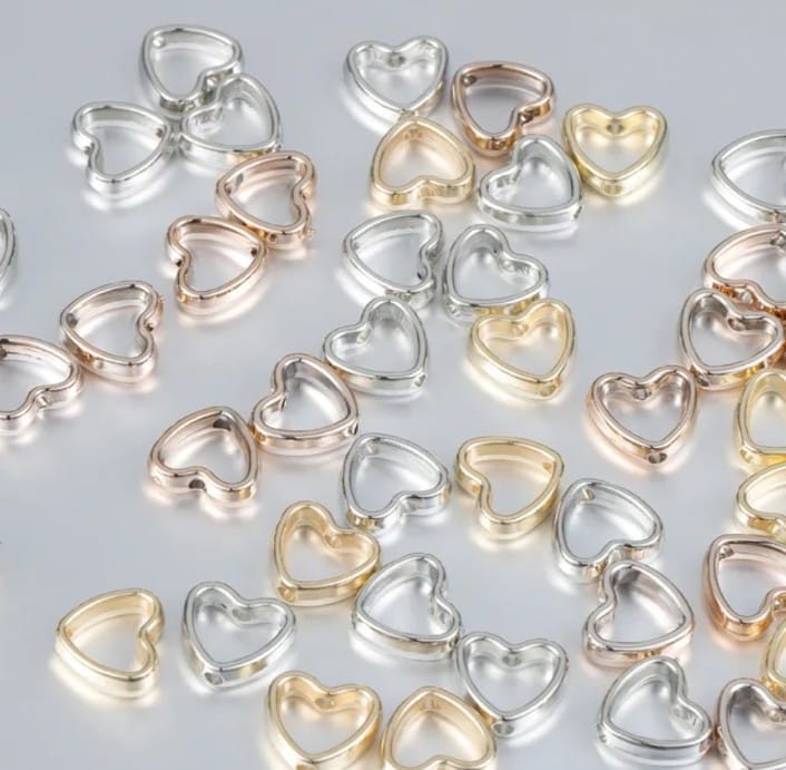 Hollow Heart Bead - 1 Pc