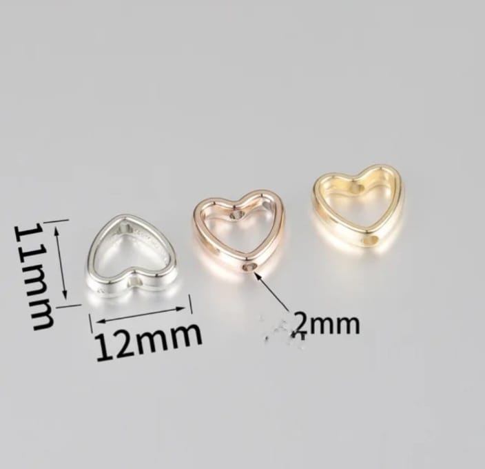 Hollow Heart Bead - 1 Pc
