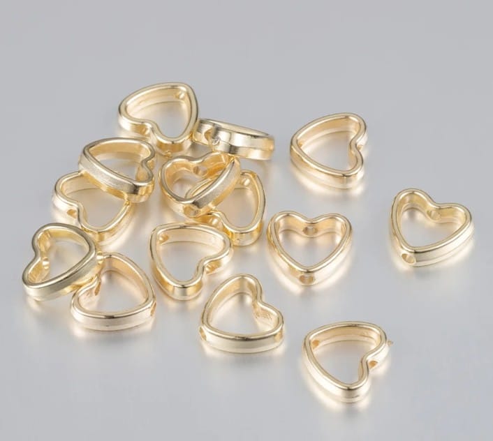 Hollow Heart Bead - 1 Pc