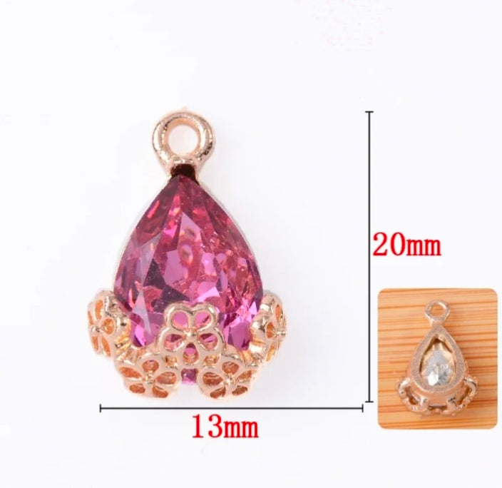Drop Crystal Stone Charm - 1 Piece