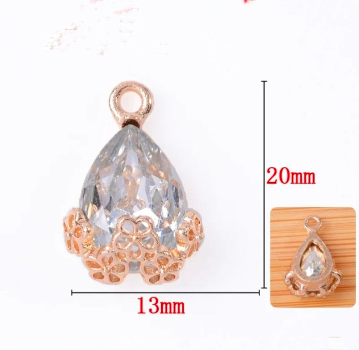 Drop Crystal Stone Charm - 1 Piece