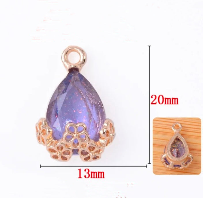 Drop Crystal Stone Charm - 1 Piece