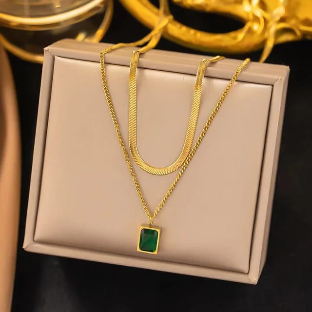 Green Pendant Layer Chain