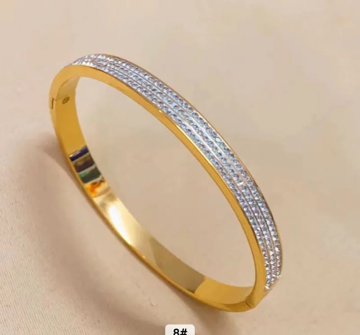 White Zirconia Kada Bracelet