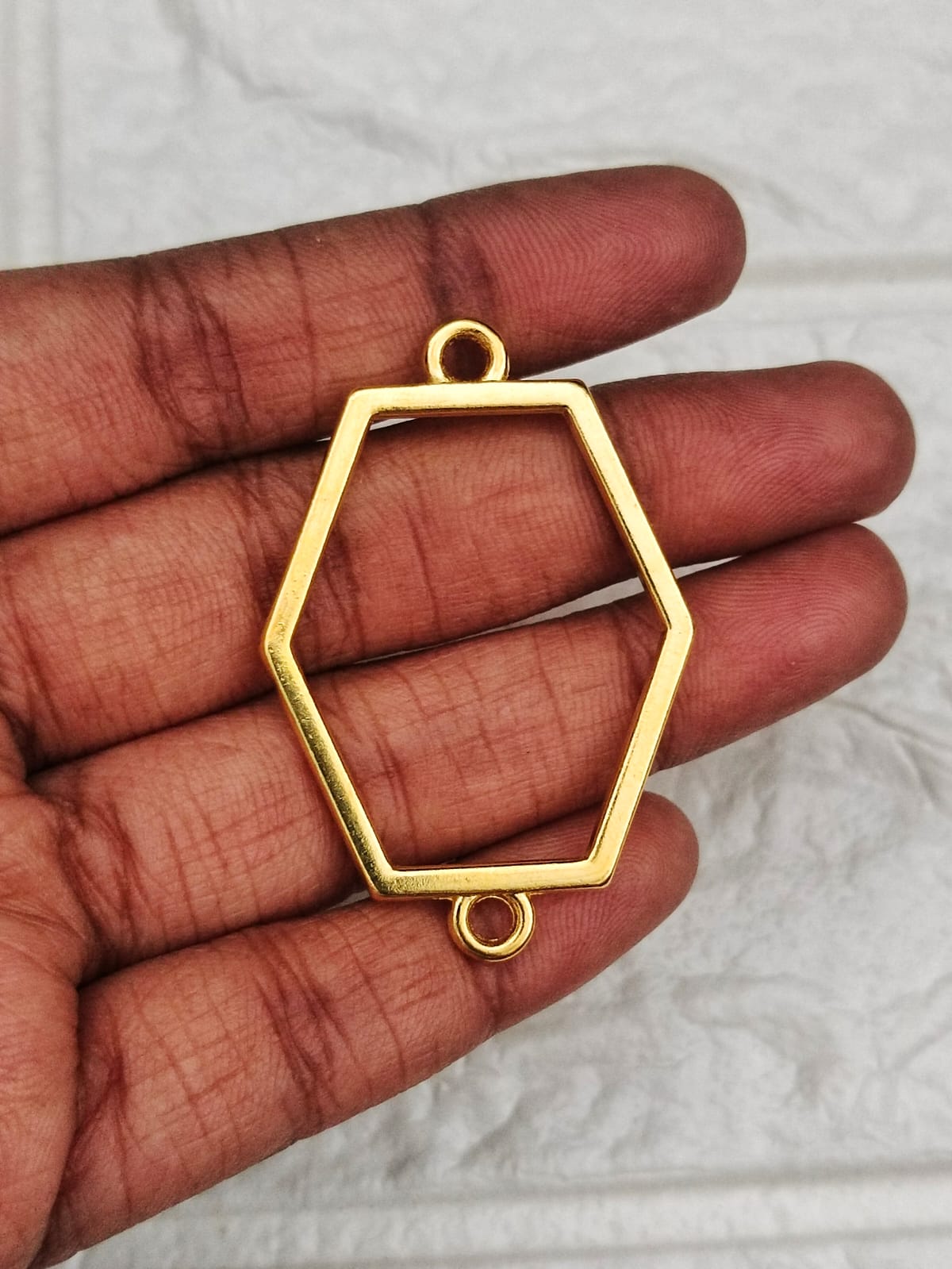 Gold Long Hexagon Rakhi & Bracelet Bezel - 1 Piece
