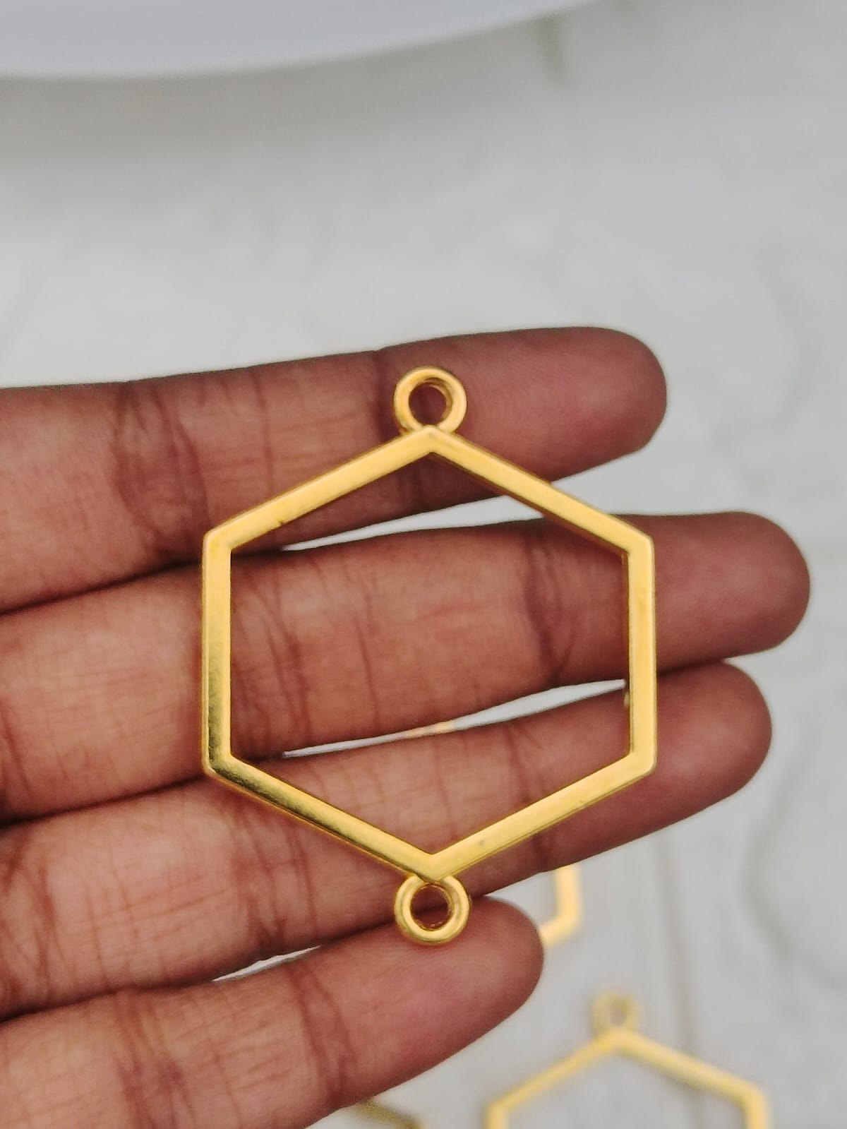 Gold Hexagon Rakhi & Bracelet Bezel - 1 Piece