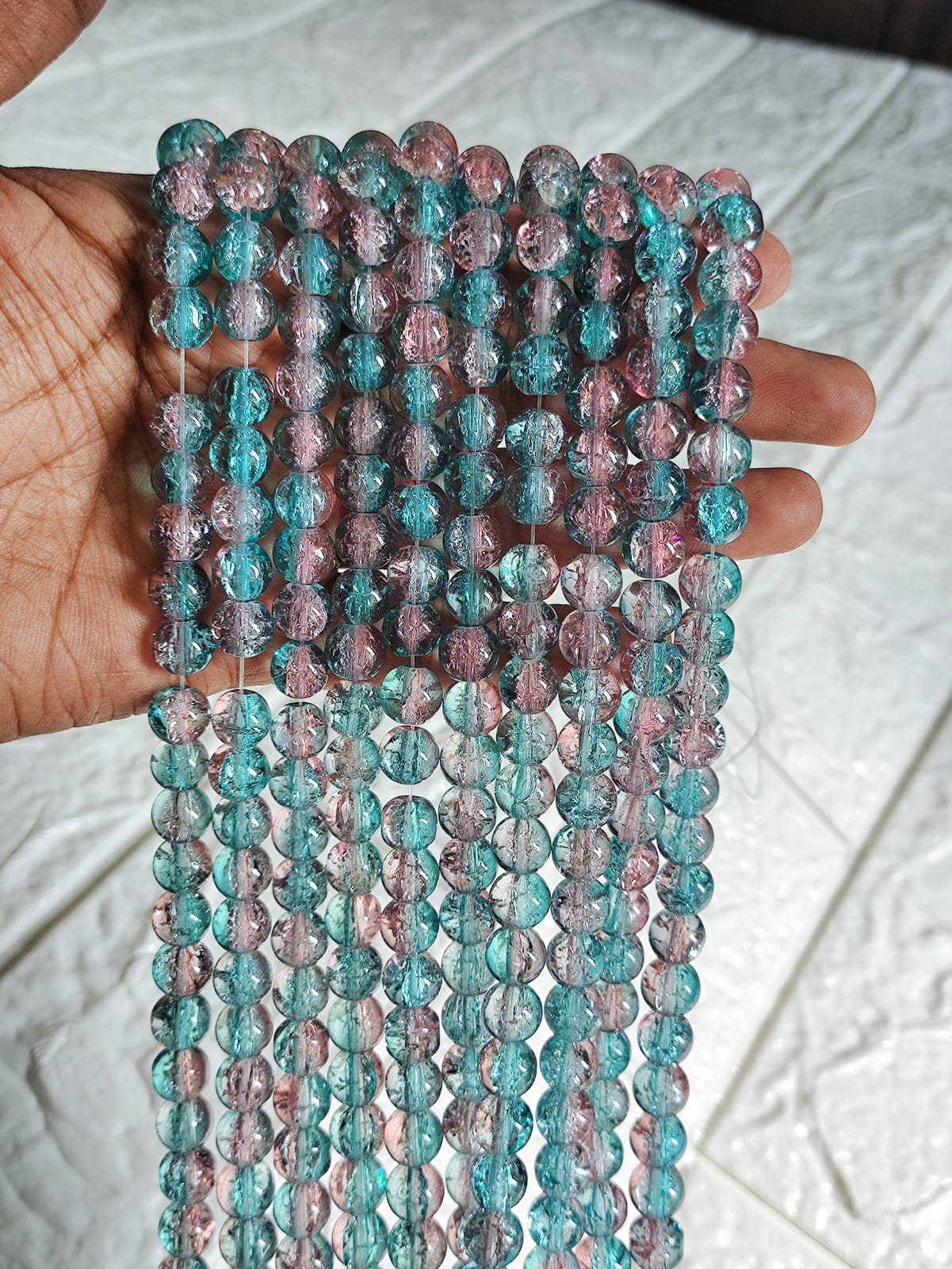 Dual Shade Crackle Beads - approx. 100 beads