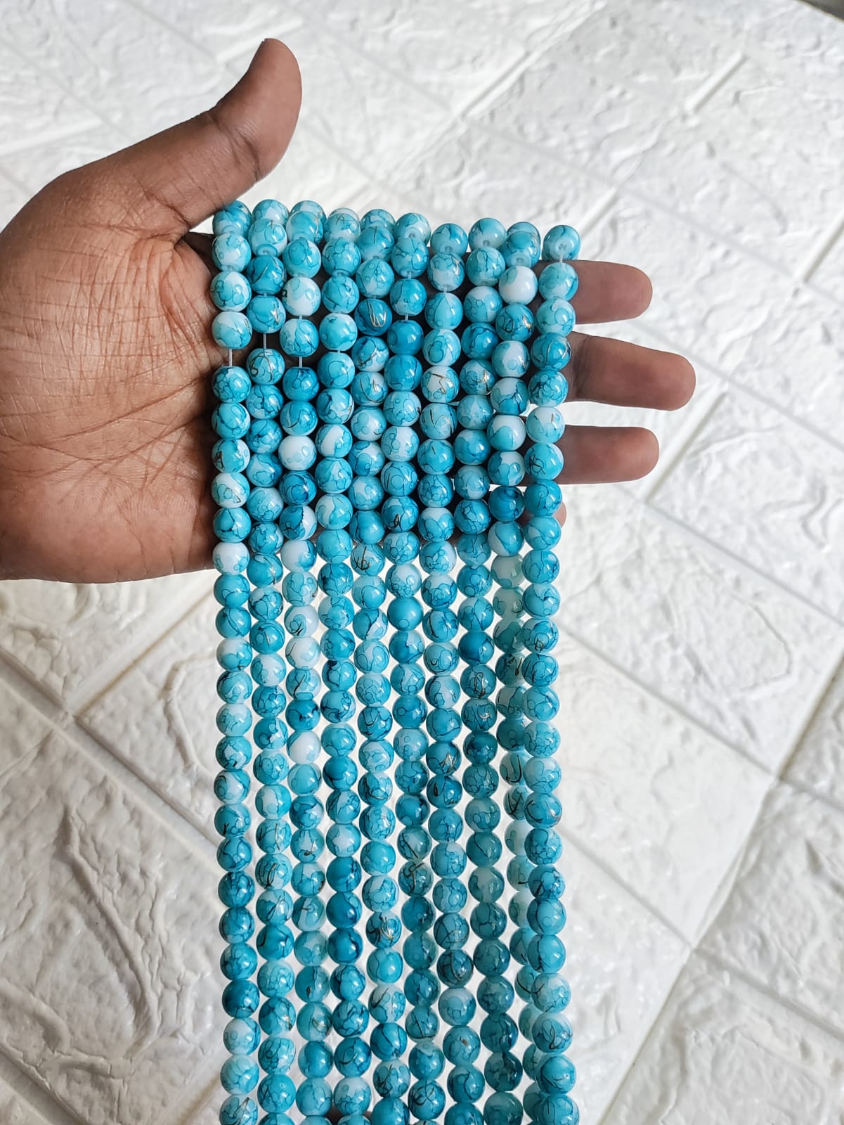 Marble Beads Blue - approx. 100 beads