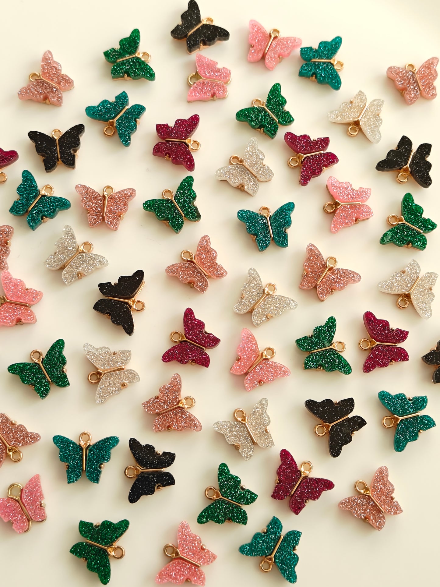 Glitter Butterfly Enamel Charm - 1 Piece