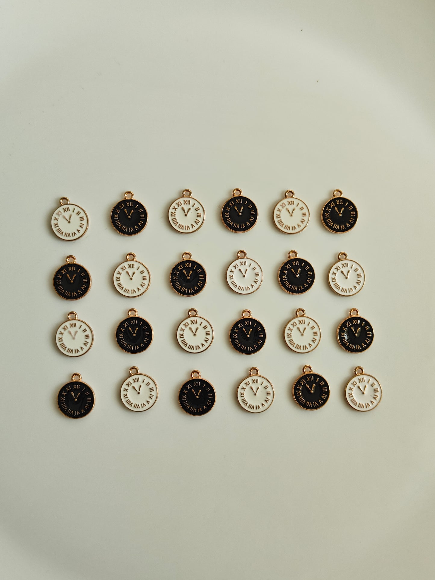 Clock Enamel Charm - 1 Piece