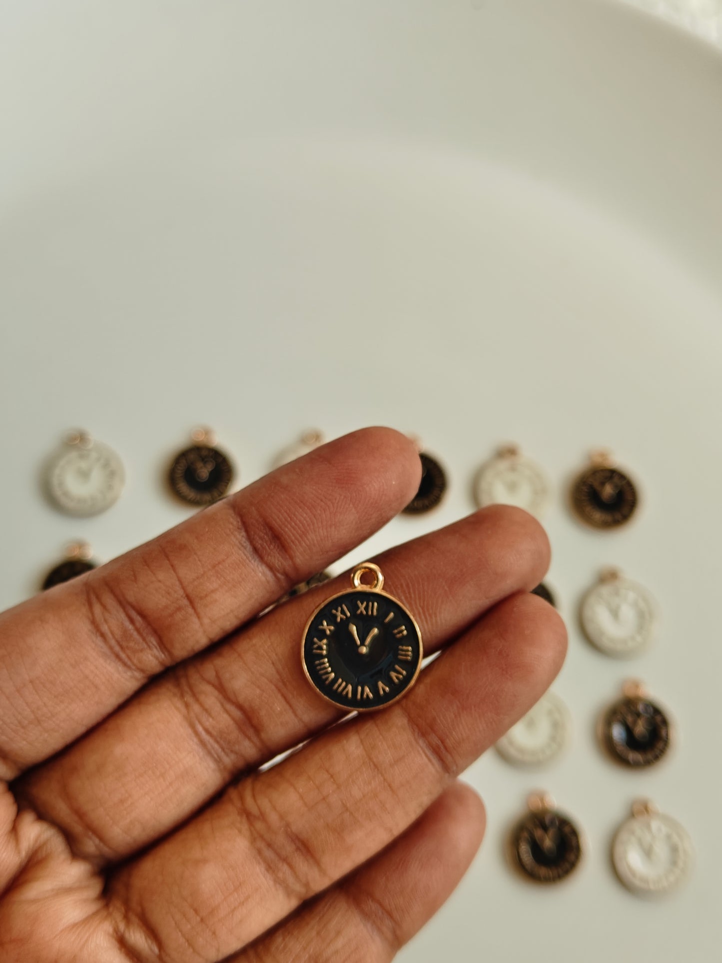 Clock Enamel Charm - 1 Piece