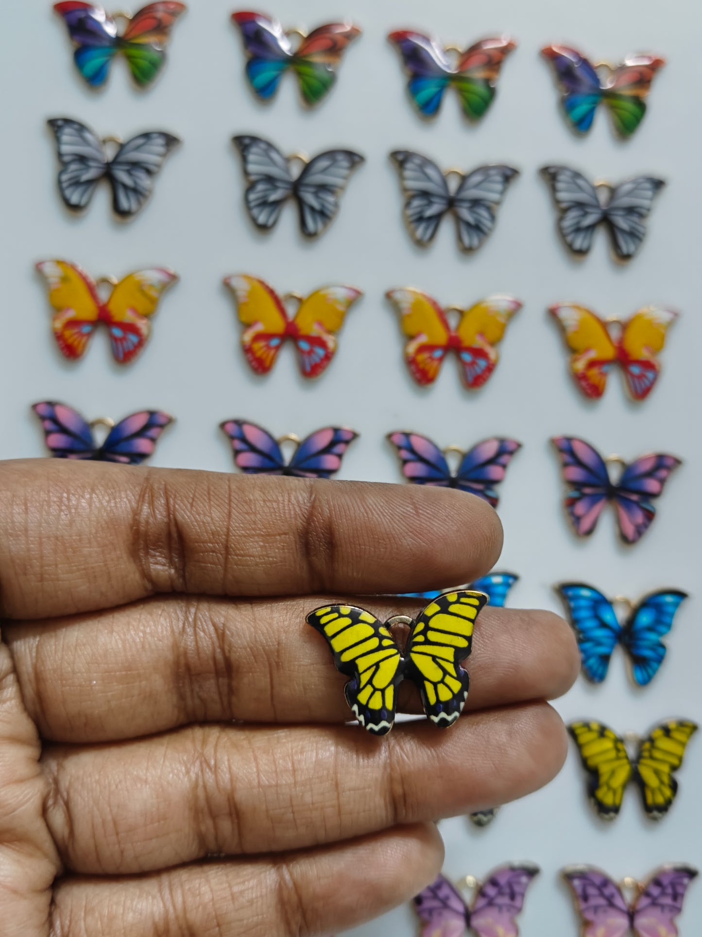 Dual Shade Butterfly Enamel Charm - 1 Piece