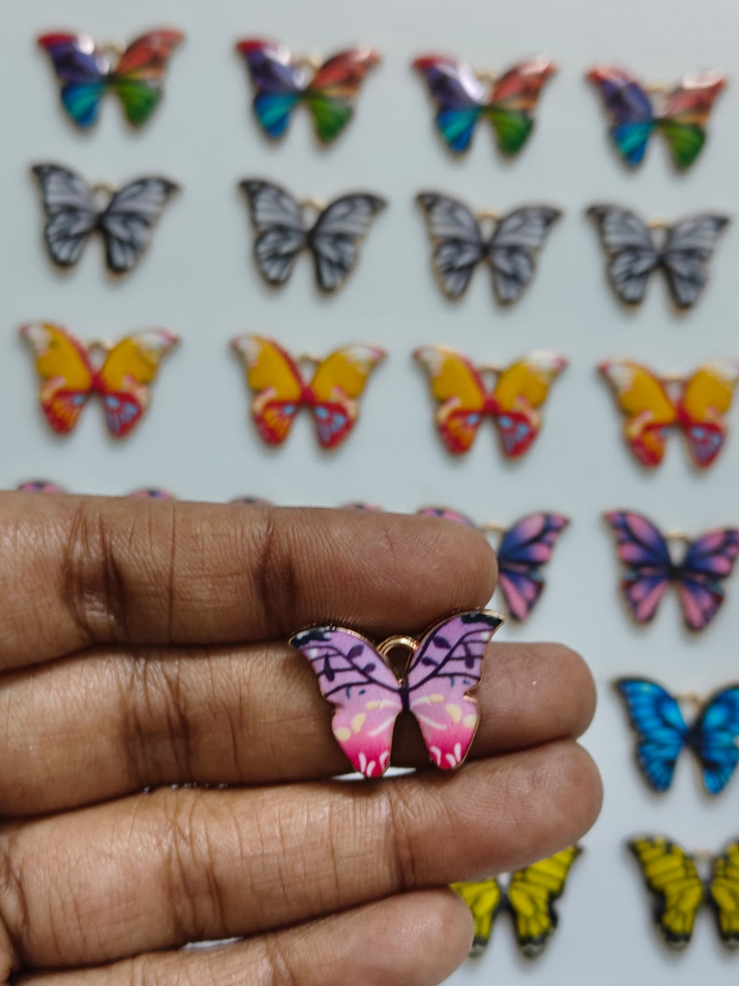 Dual Shade Butterfly Enamel Charm - 1 Piece