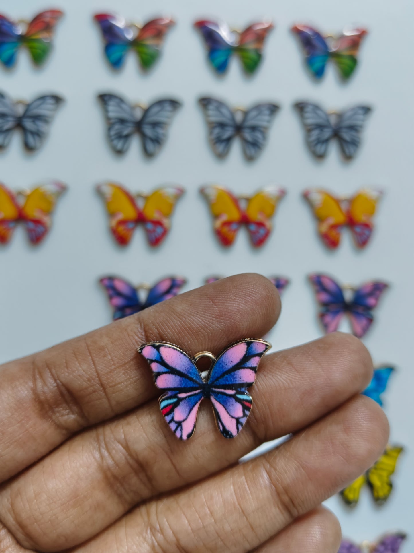 Dual Shade Butterfly Enamel Charm - 1 Piece