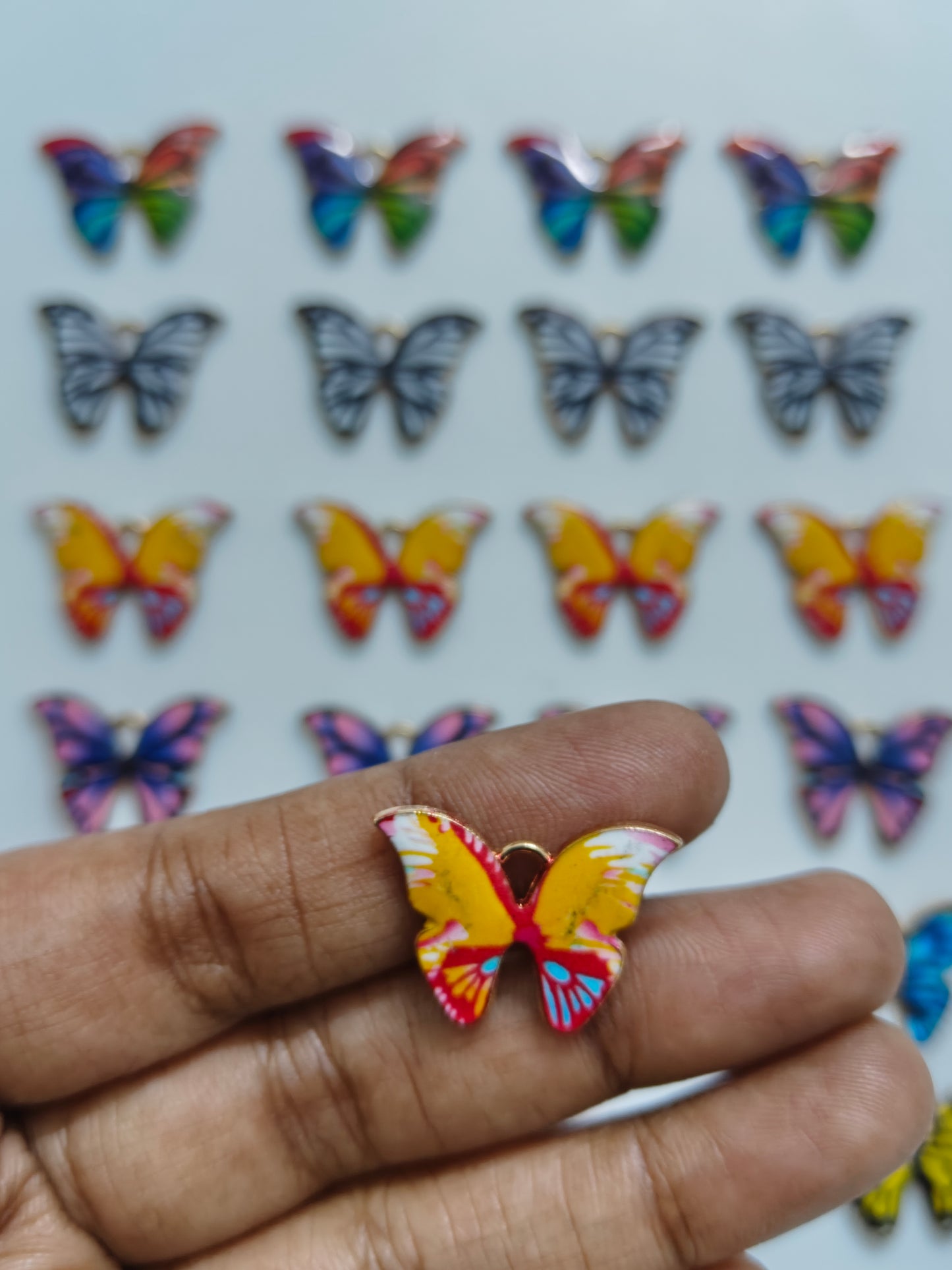 Dual Shade Butterfly Enamel Charm - 1 Piece