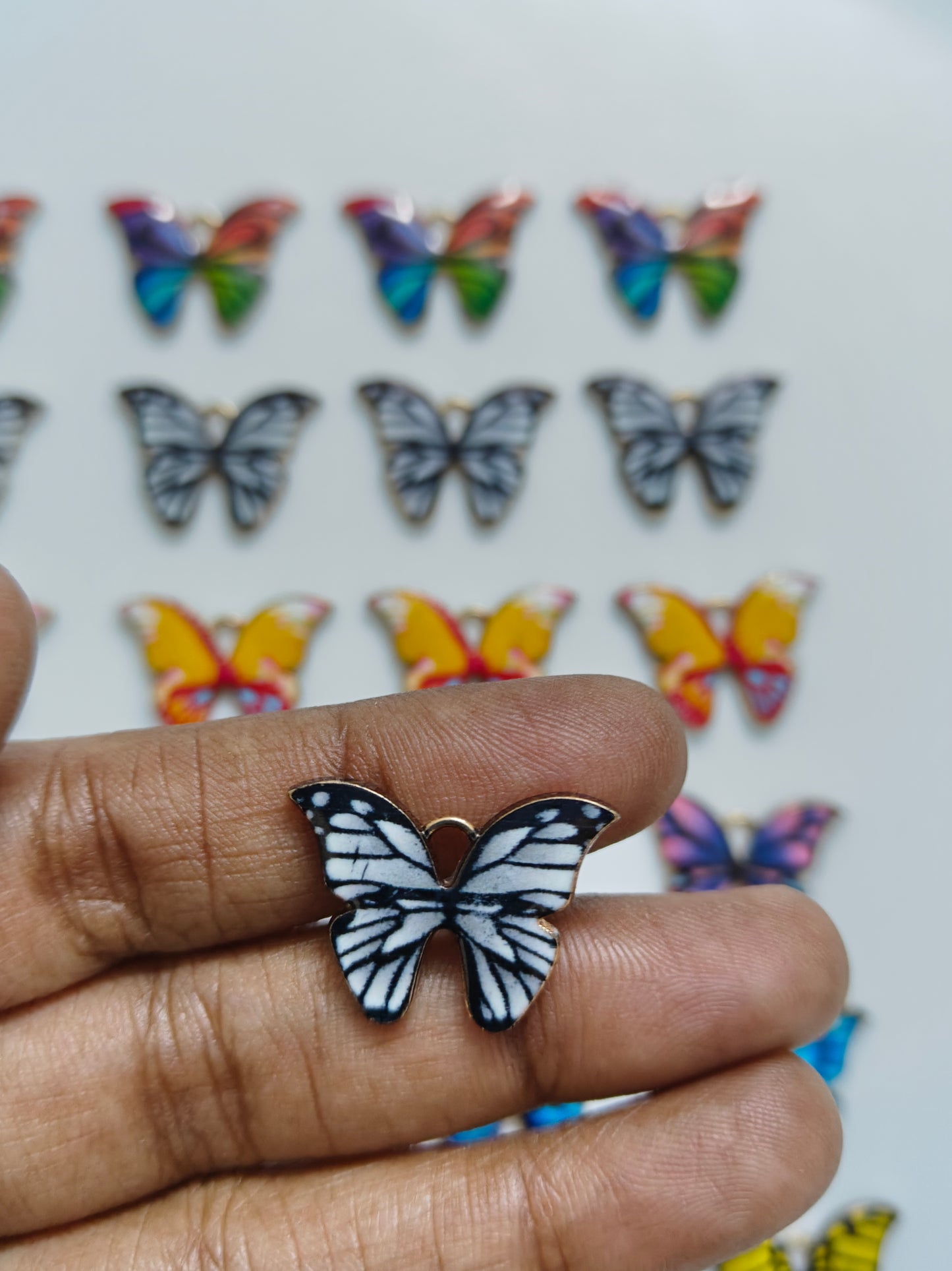 Dual Shade Butterfly Enamel Charm - 1 Piece