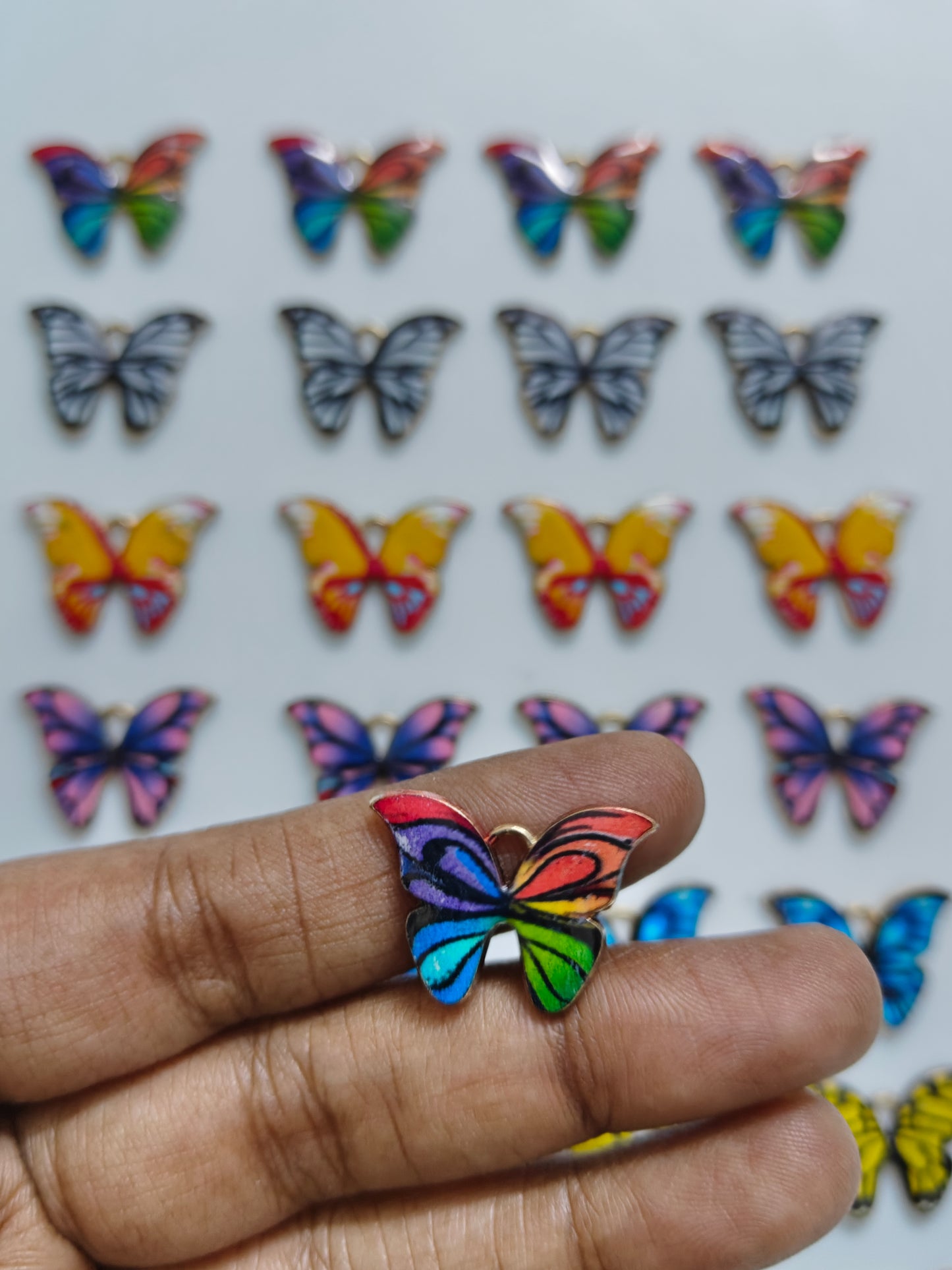 Dual Shade Butterfly Enamel Charm - 1 Piece