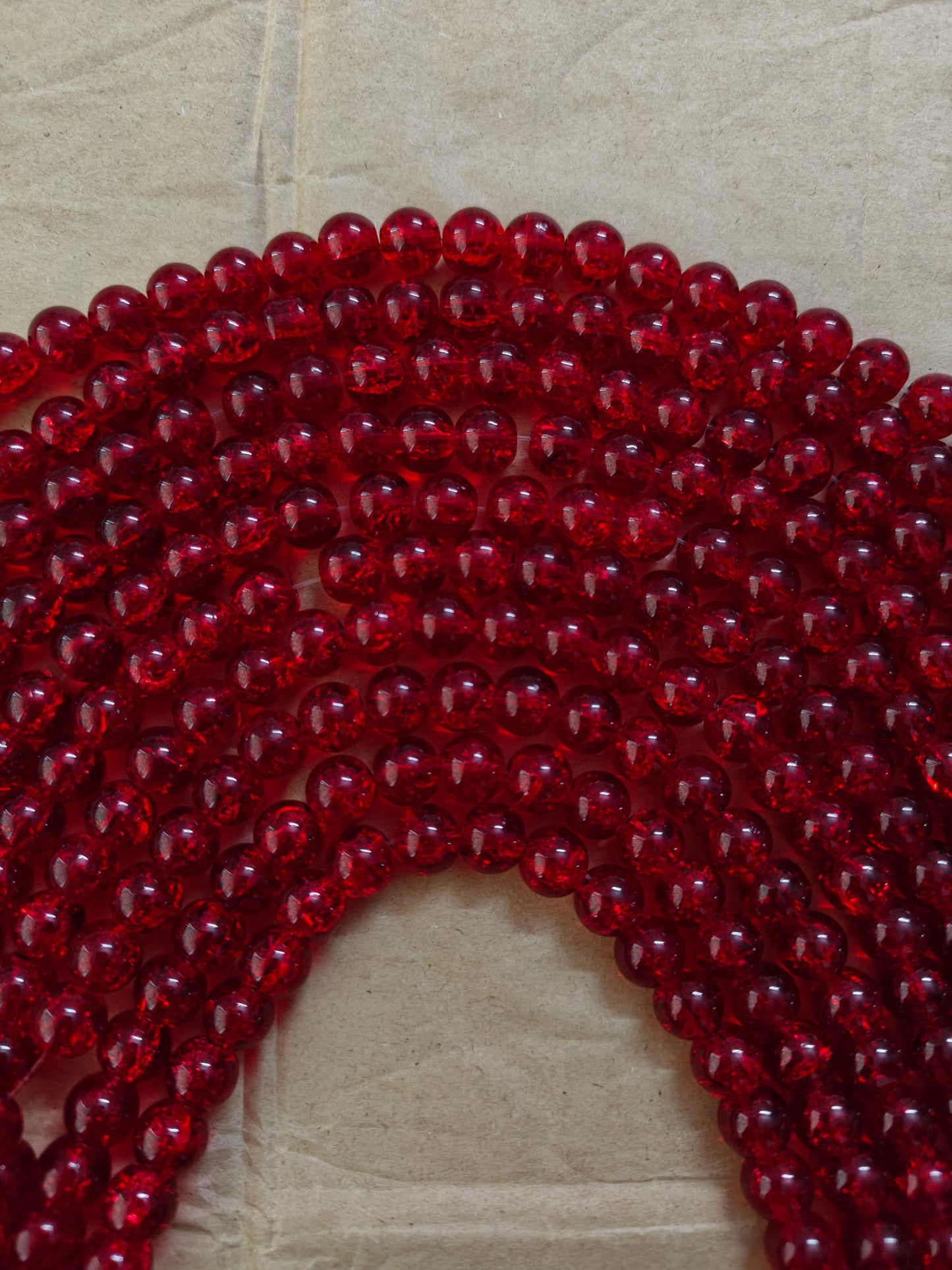 Single Shade Crackle Beads Maroon - approx. 100 beads