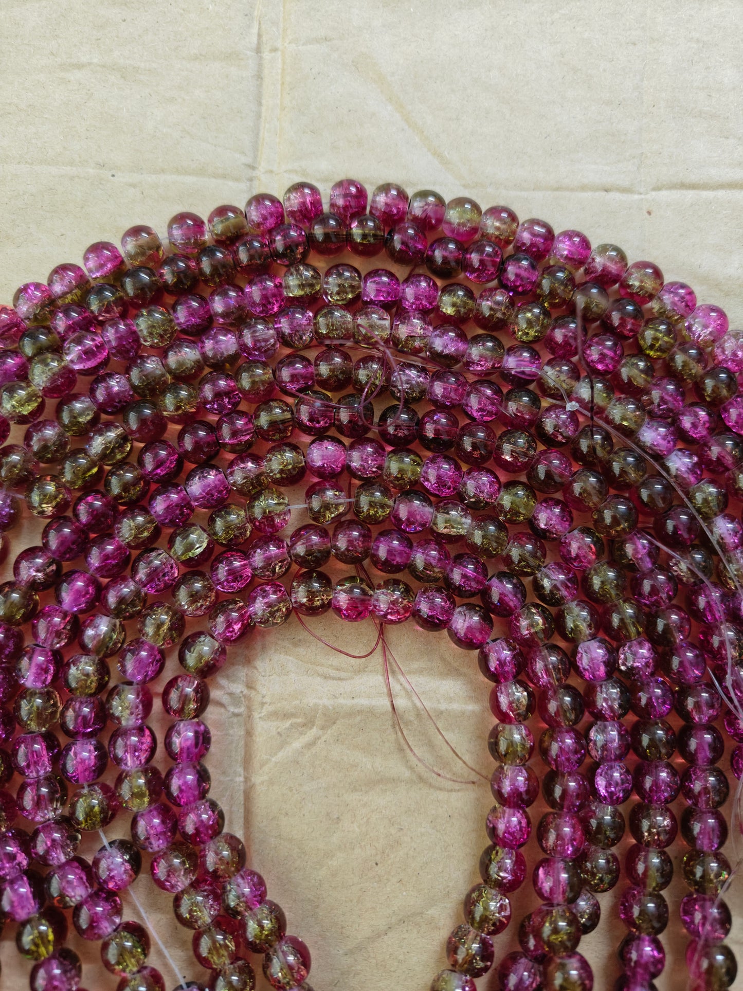 Dual Shade Crackle Beads - approx. 100 beads