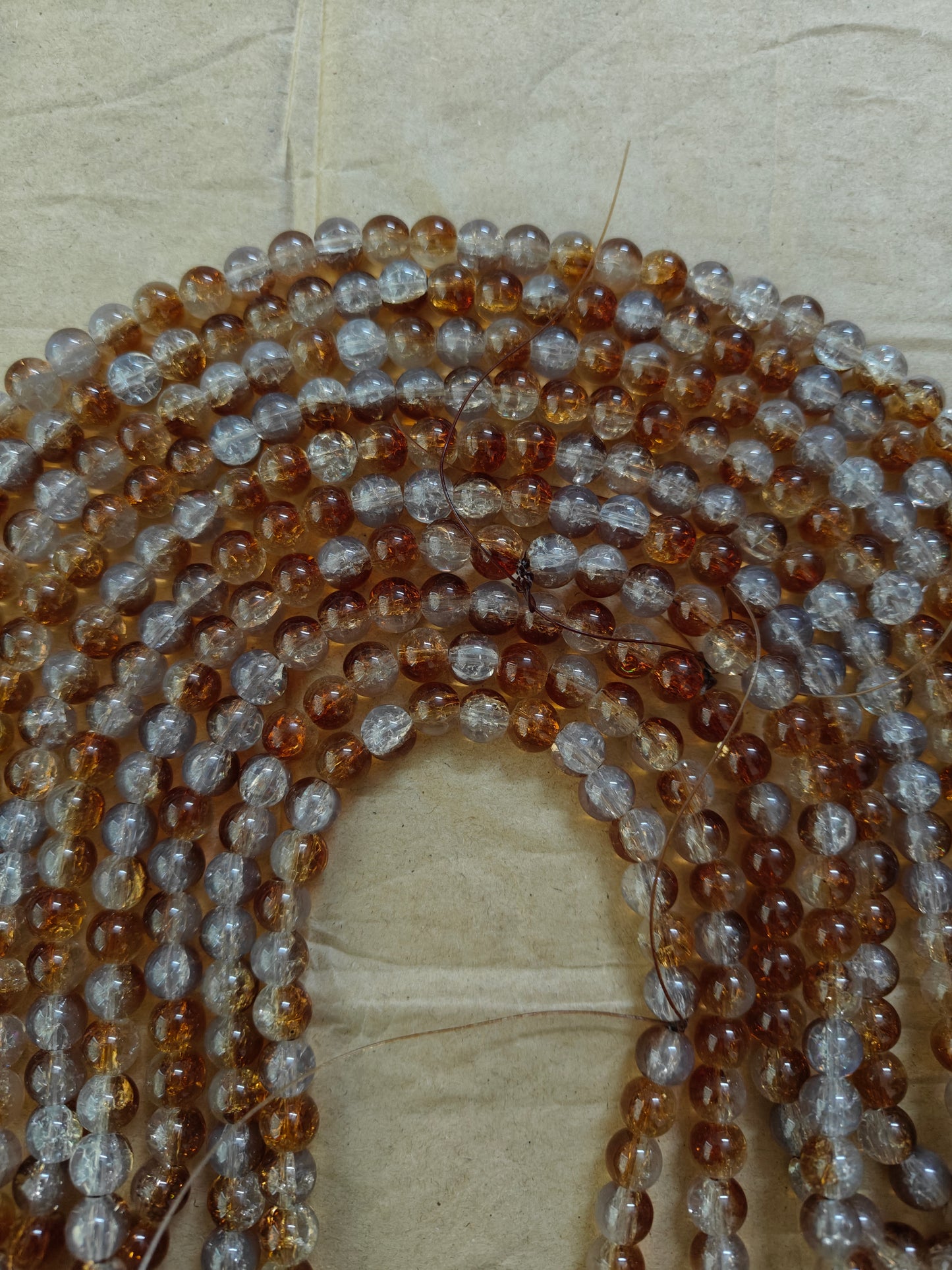 Dual Shade Crackle Beads Brown - approx. 100 beads