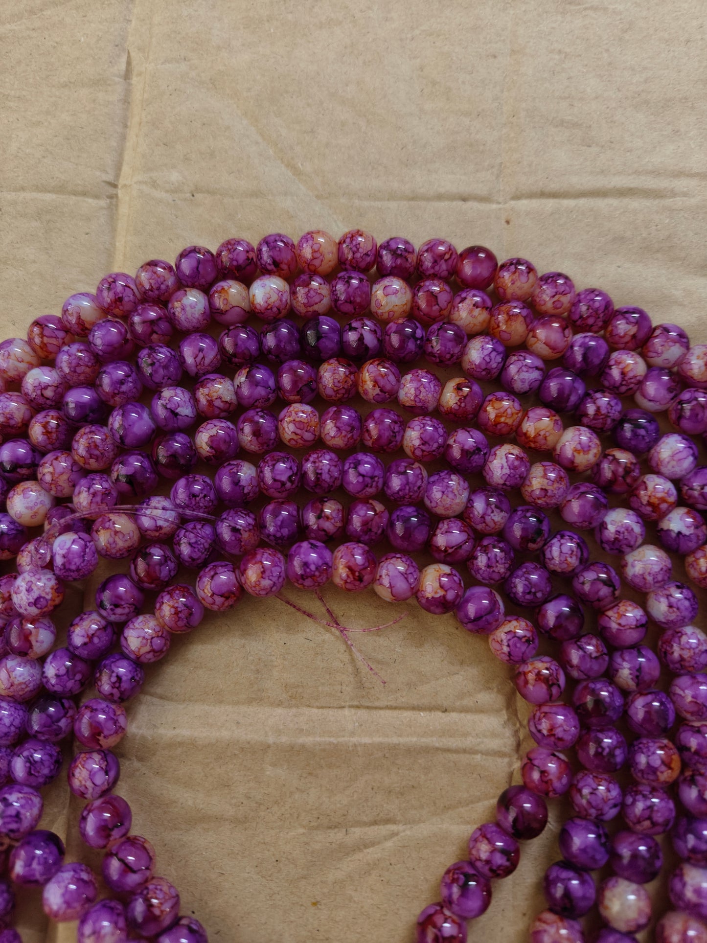 Marble Beads Magenta - approx. 100 beads