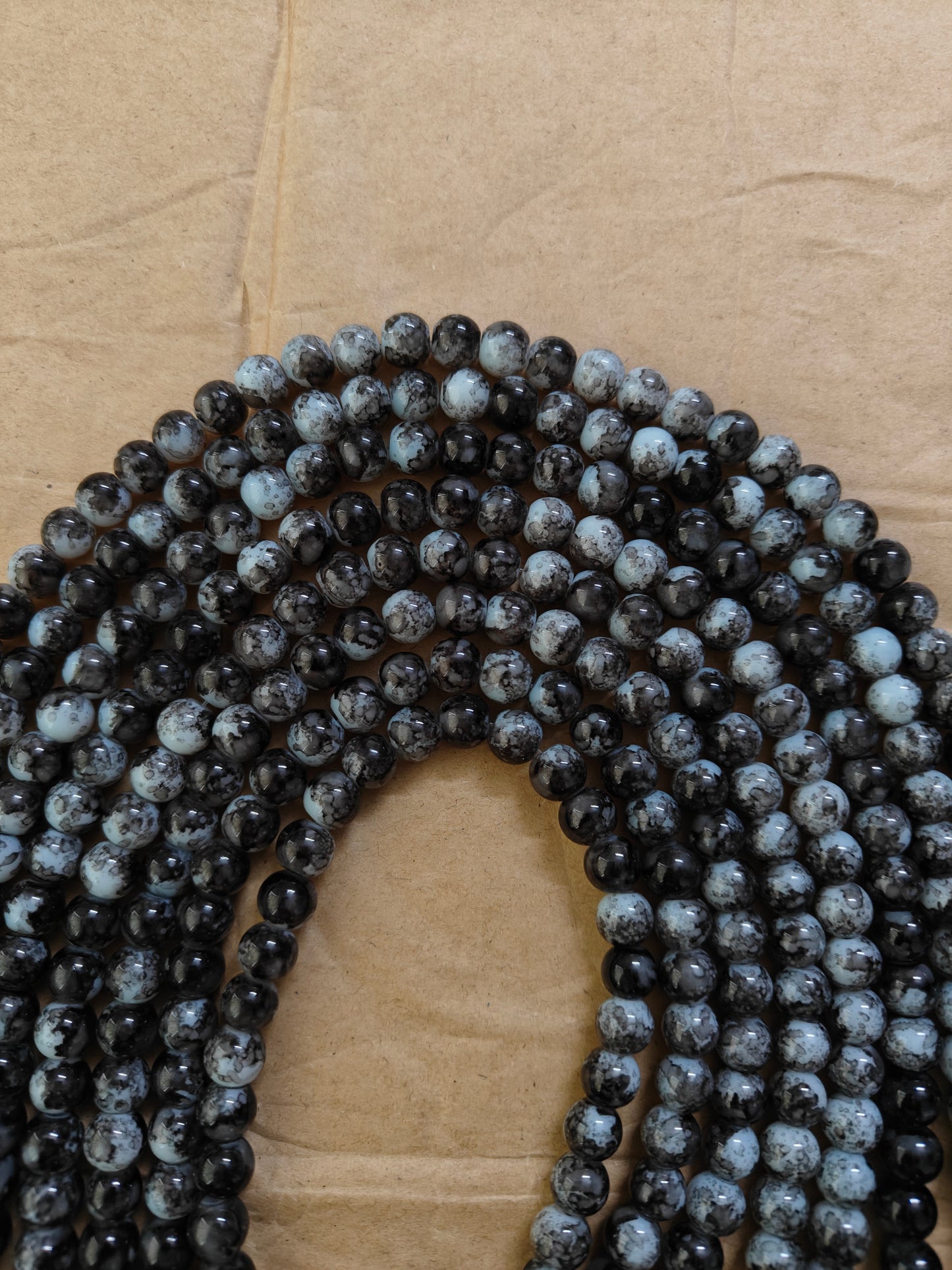 Marble Beads Black - approx. 100 beads