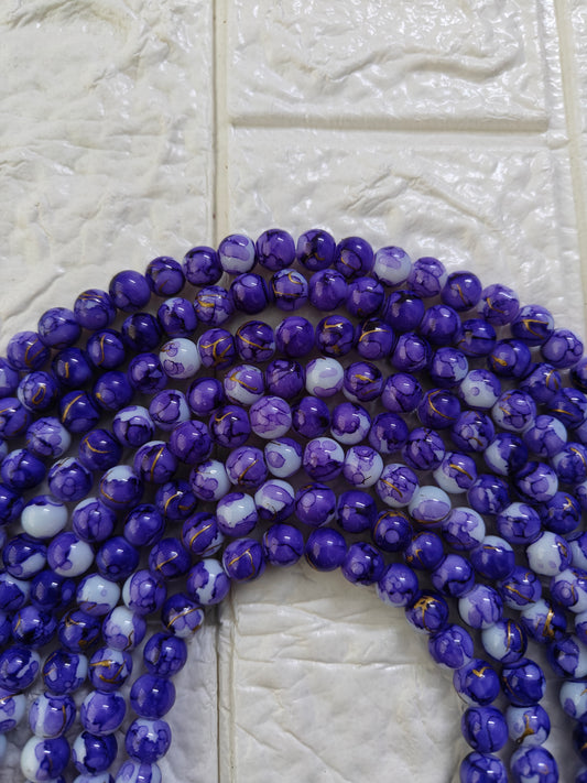 Marble Beads 8mm Violet - approx. 100 beads