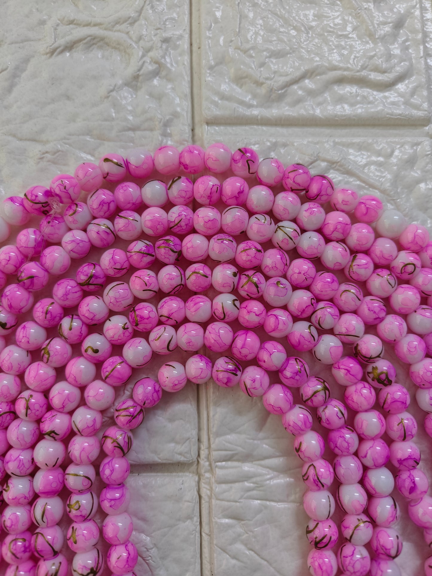 Marble Beads Pink - approx. 100 beads