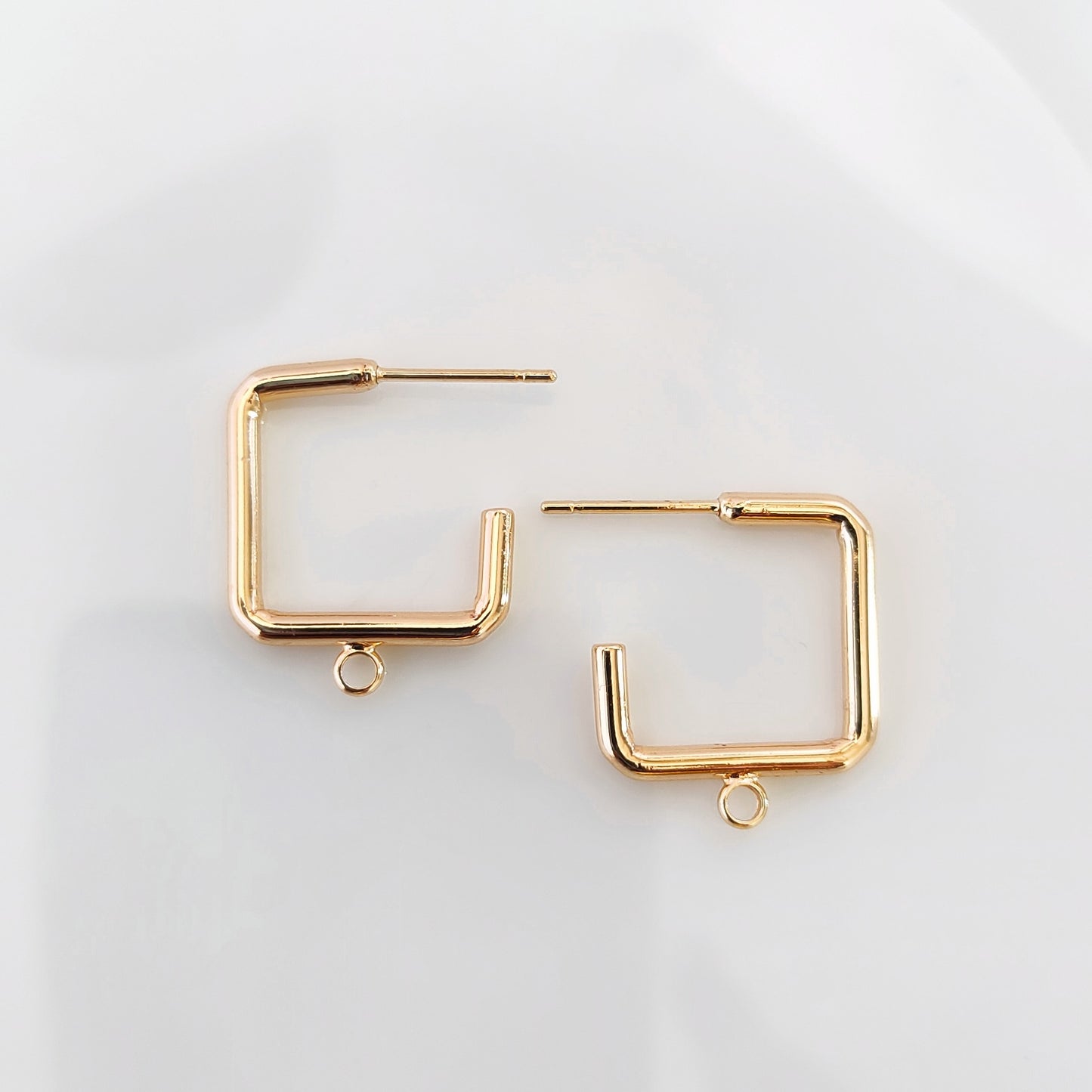 18K Gold Plated Square Loop Stud - 1 Pair