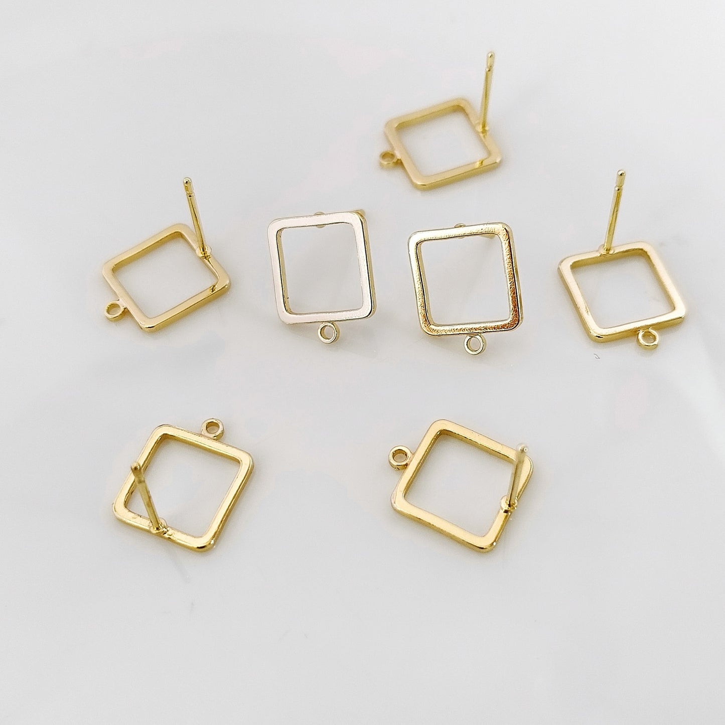 18K Gold Plated Square Open Stud - 1 Pair