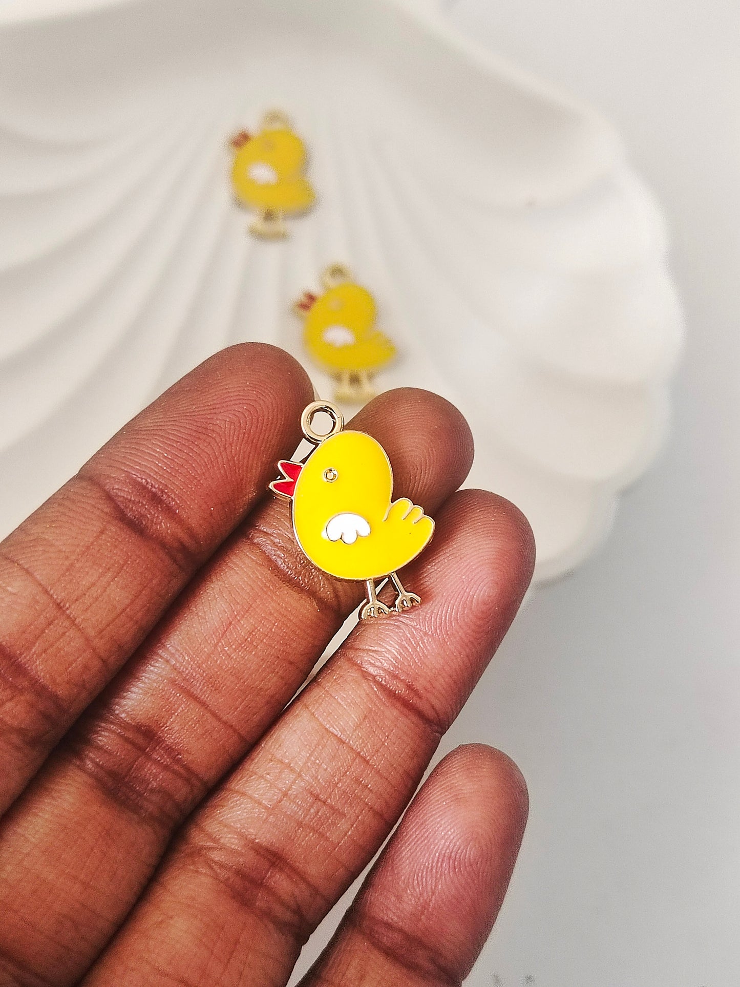 Chicken Enamel Pendant Charms - 1 Pc