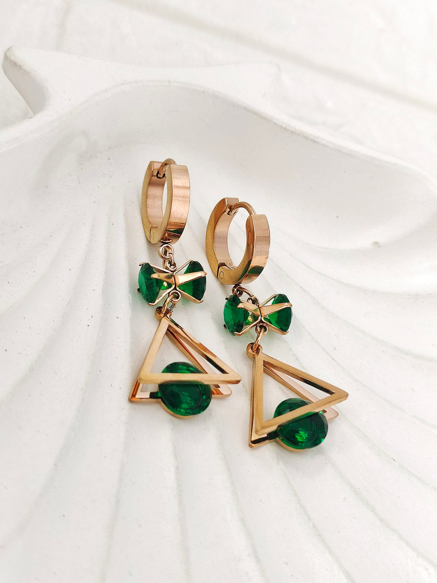 Green Triangle Earring