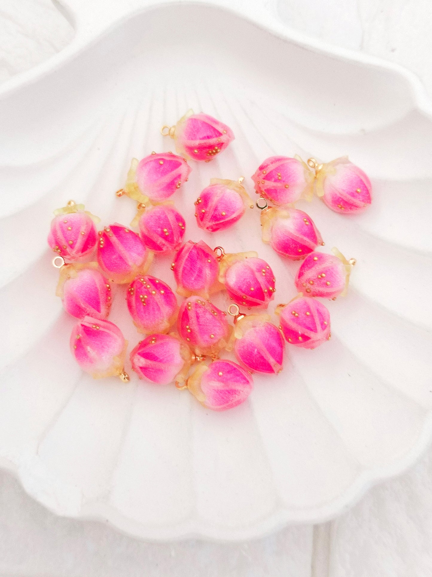 Dry Flower Pink Charm 15*10mm - 1 Piece