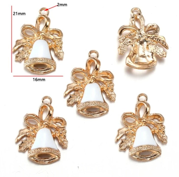 Christmas Bell Enamel Charm - 1 Piece