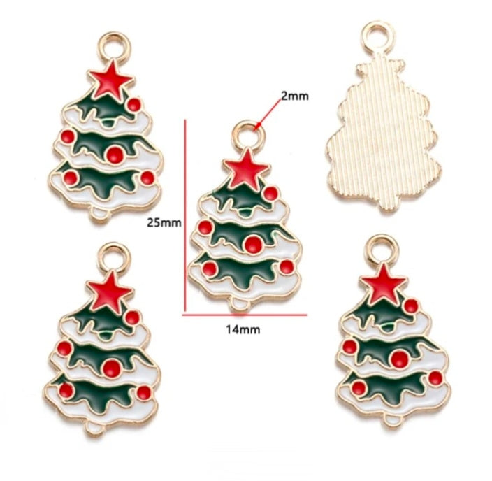 Christmas Tree Enamel Charm - 1 Piece