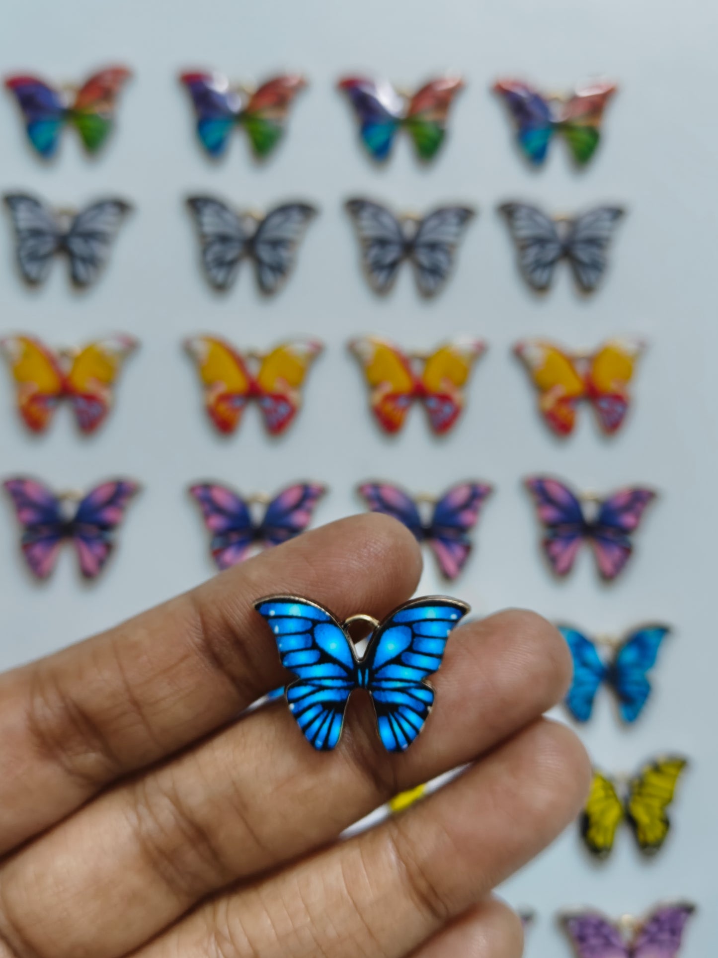 Dual Shade Butterfly Enamel Charm - 1 Piece