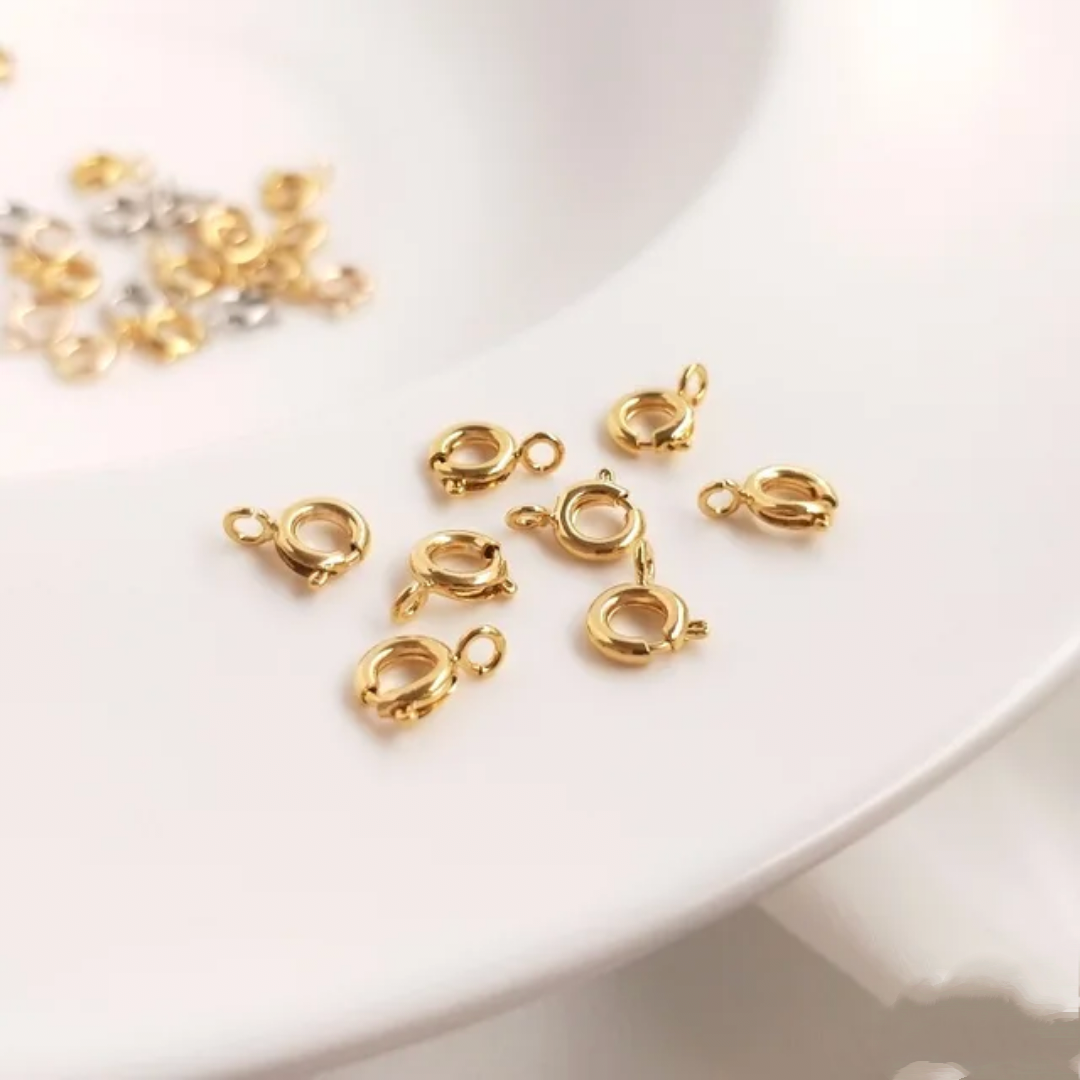 18K Gold/ Rhodium Plated Round Clasp Connector - 1 Piece