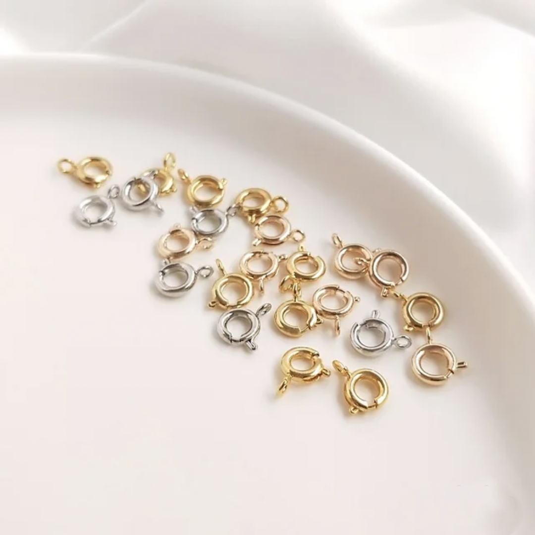 18K Gold/ Rhodium Plated Round Clasp Connector - 1 Piece
