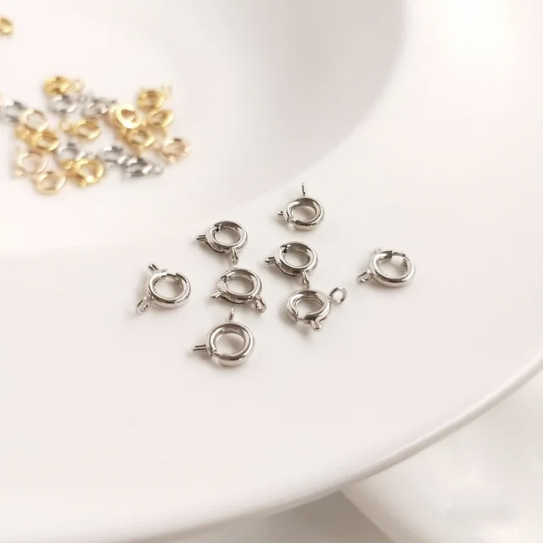 18K Gold/ Rhodium Plated Round Clasp Connector - 1 Piece