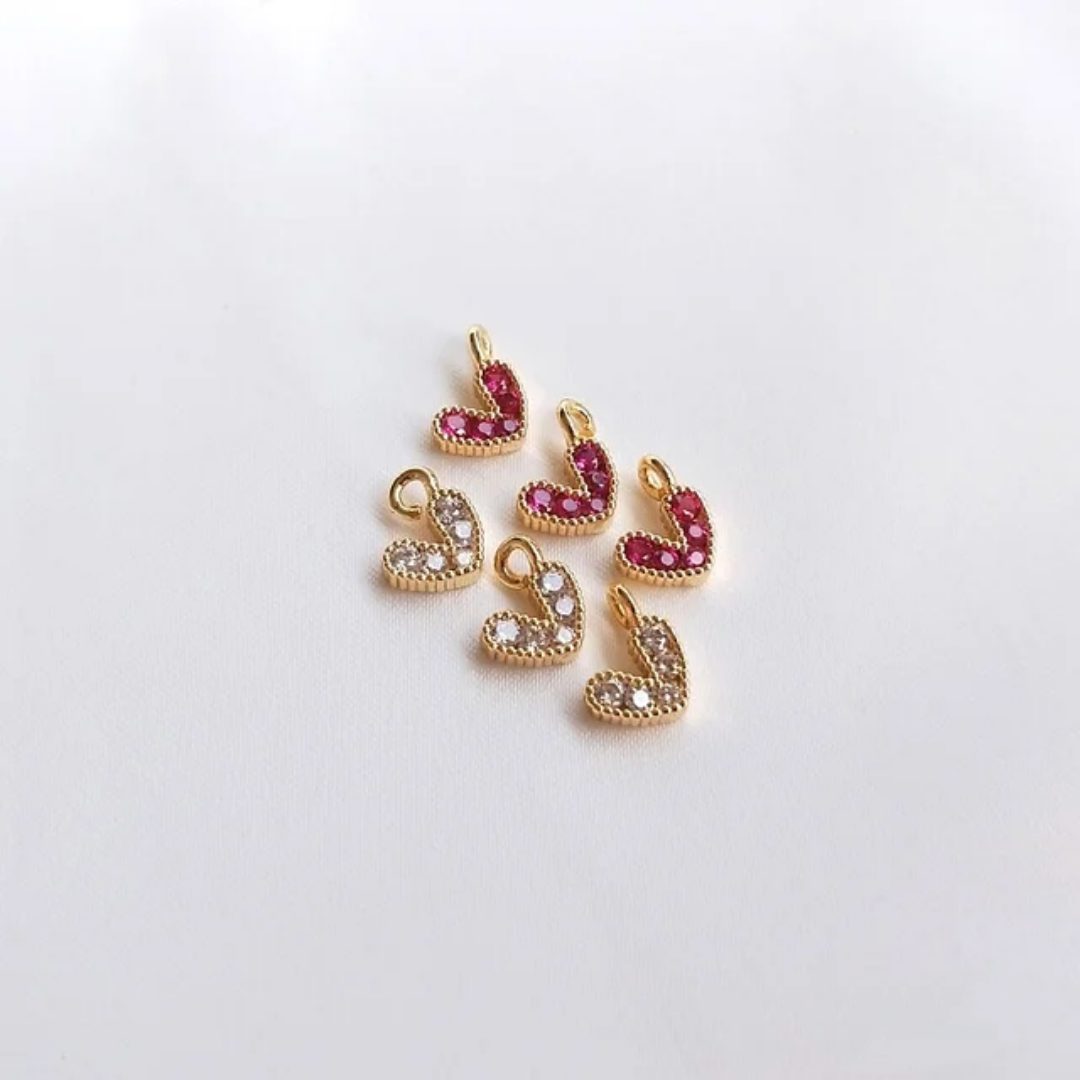 14K Gold Plated Heart Charm - 1 Piece