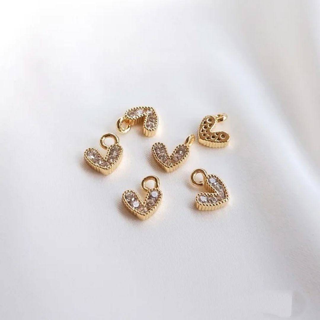 14K Gold Plated Heart Charm - 1 Piece