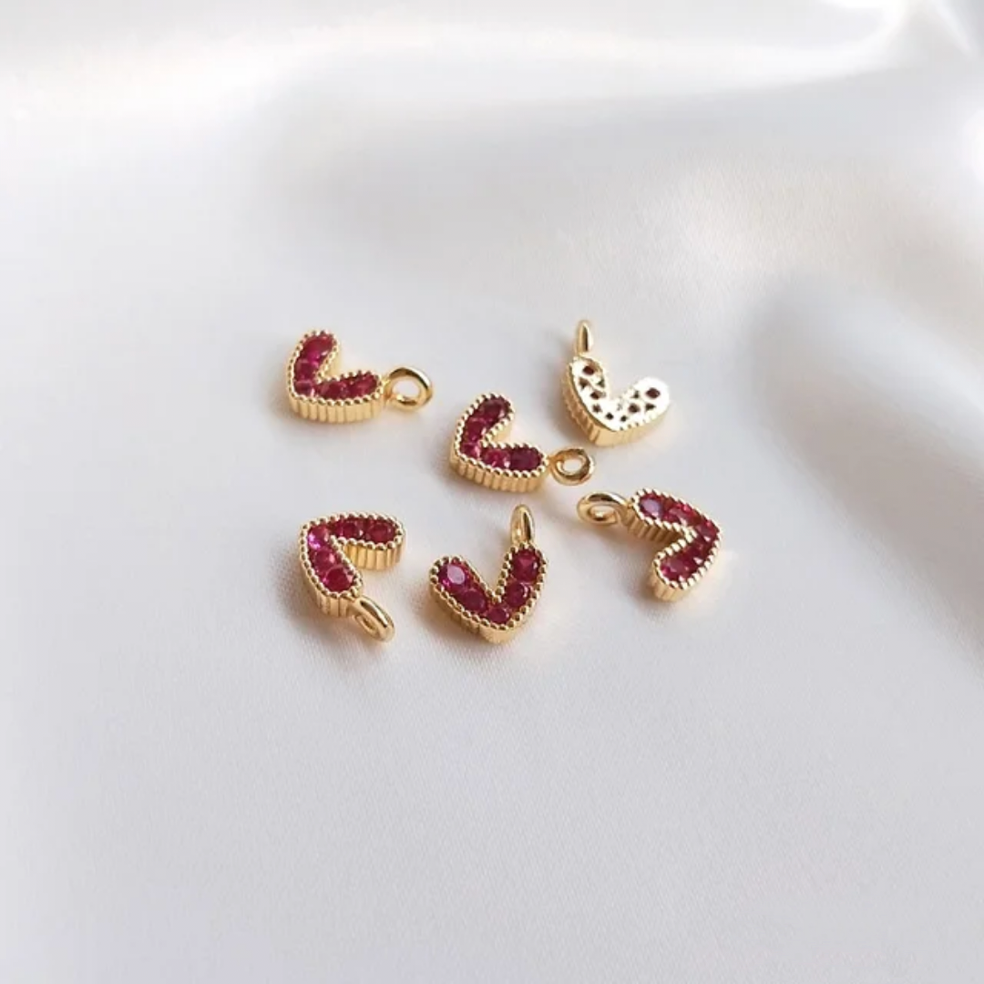 14K Gold Plated Heart Charm - 1 Piece