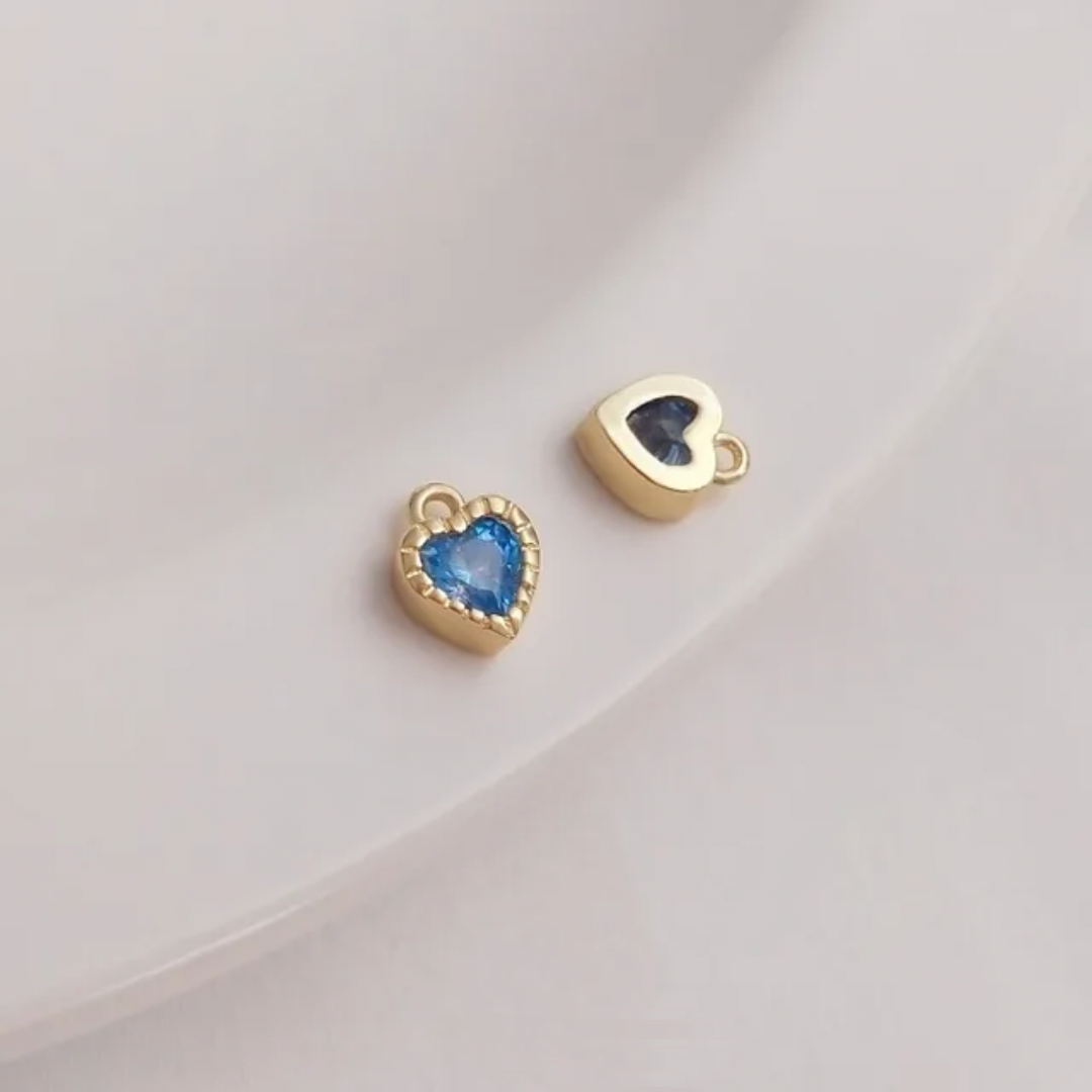 14K Gold Plated Zircon Heart Charm - 1 Piece